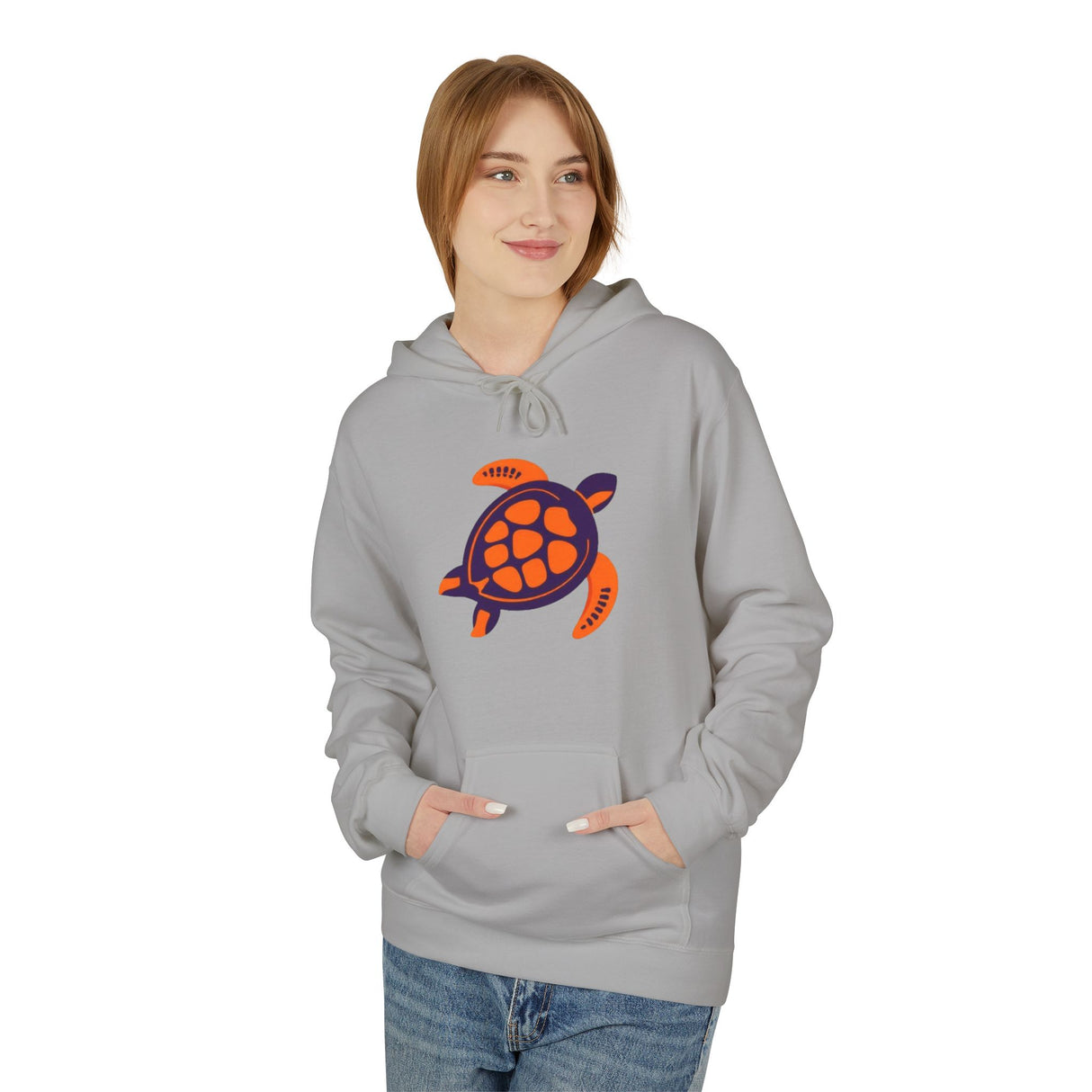 Orange and Purple Mod Art Sea Turtle Hoodie - 8 Colors