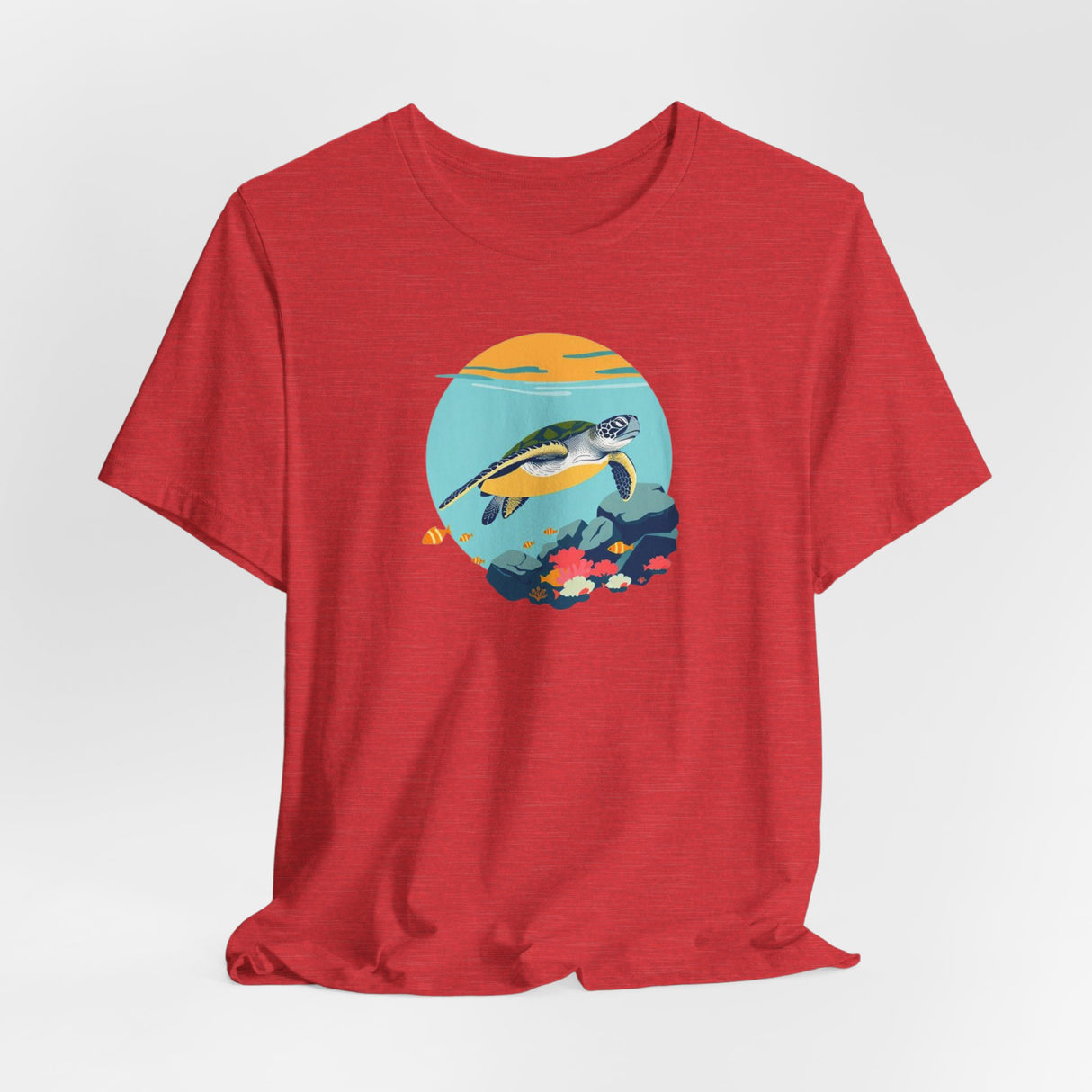 Sea Turtle At Sea Circle Design Unisex Jersey Short Sleeve Tee, Great Gift For Sea Turtle Lovers, Sea Turtle Shirt