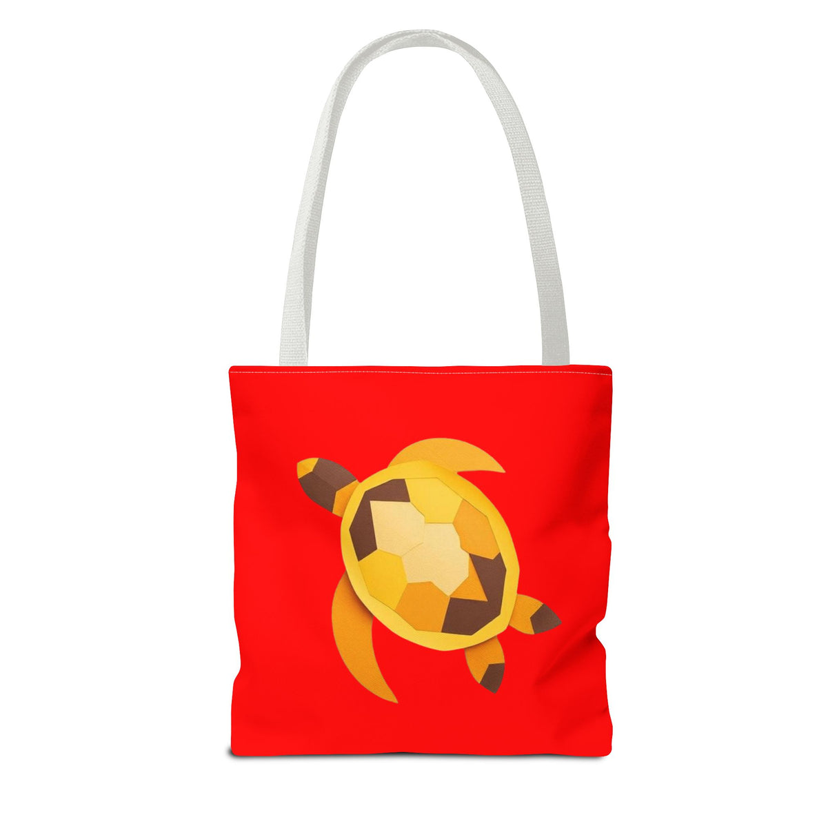 Red and Gold Collage Print Sea Turtle Tote Bag - 3 sizes