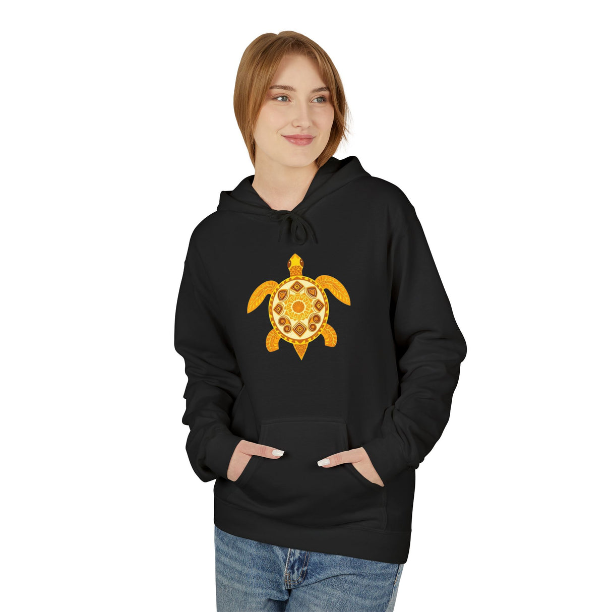 Gold Sea Turtle Hoodie - Comfy Unisex Fleece Sweatshirt - 4 Colors