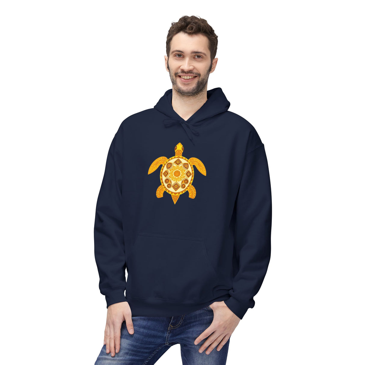 Gold Sea Turtle Hoodie - Comfy Unisex Fleece Sweatshirt - 4 Colors