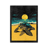 Black Gold Teal Sea Turtle-Themed Velveteen Microfiber Blanket - 3 Sizes