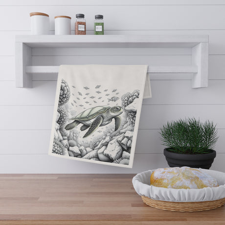 Floating Sea Turtle Tea Towel (cotton, poly)