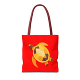 Red and Gold Collage Print Sea Turtle Tote Bag - 3 sizes