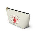 Red Heart Sea Turtle Print Accessory Pouch