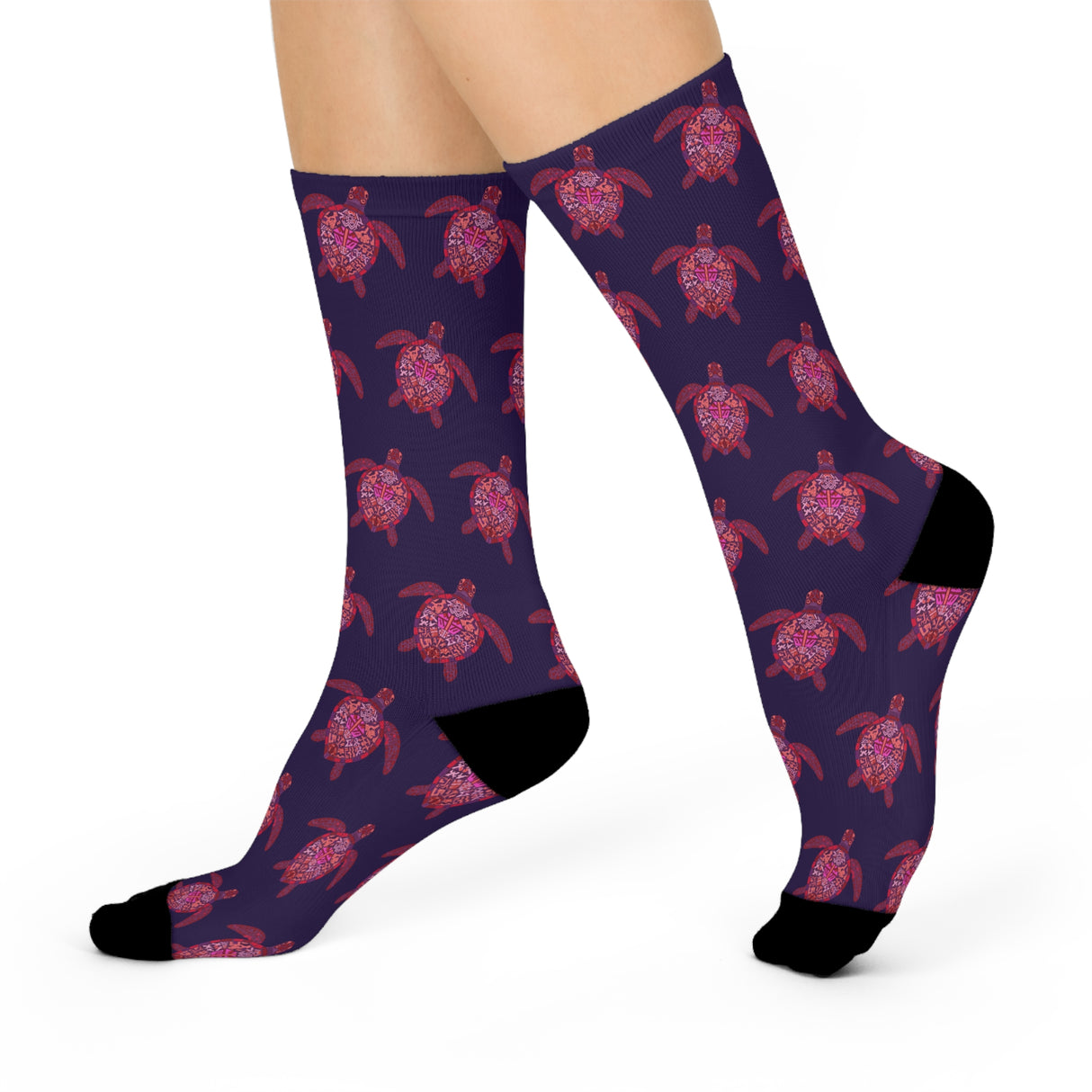Purple Sea Turtle Cushioned Crew Socks
