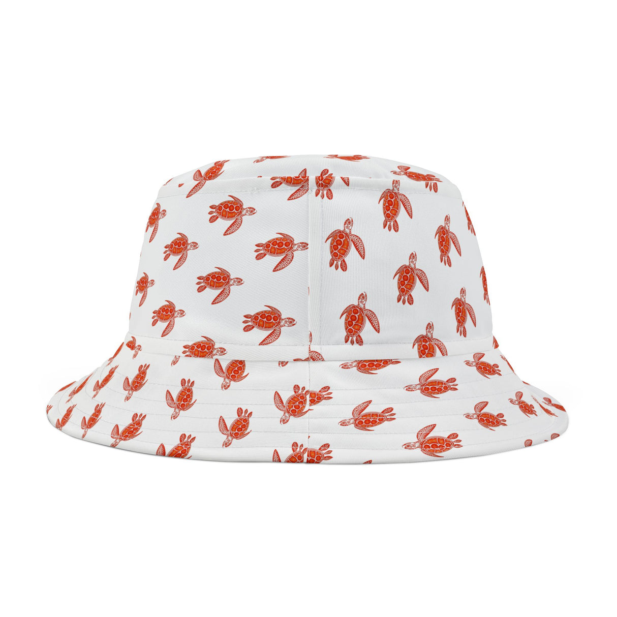 White Red Sea Turtle Pattern Bucket Hat, Summer Accessory, Beachwear, Gift for Sea Turtle Fans - Large Sizes Available