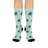 Soft Green Sea Turtle Cushioned Crew Socks