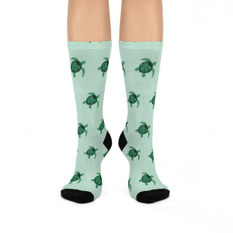 Soft Green Sea Turtle Cushioned Crew Socks