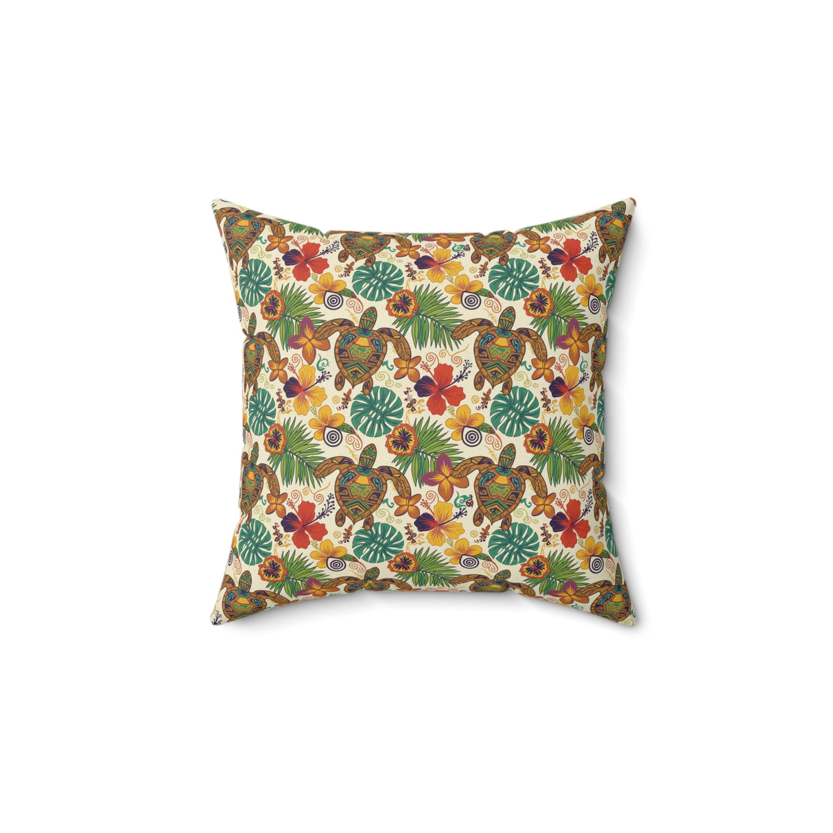 Tropical Pattern Sea Turtle Faux Suede Pillow - 4 sizes