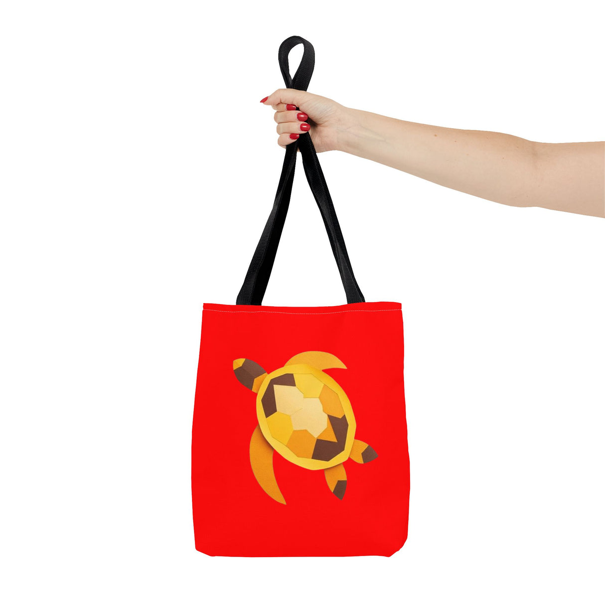 Red and Gold Collage Print Sea Turtle Tote Bag - 3 sizes