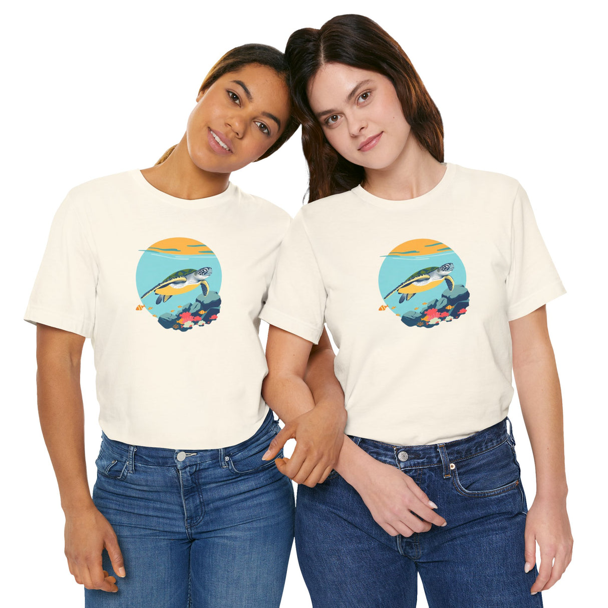 Sea Turtle At Sea Circle Design Unisex Jersey Short Sleeve Tee, Great Gift For Sea Turtle Lovers, Sea Turtle Shirt