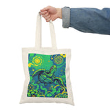 Trippy Green Tropical  Sea Turtle Eco-Friendly Cotton Tote Bag