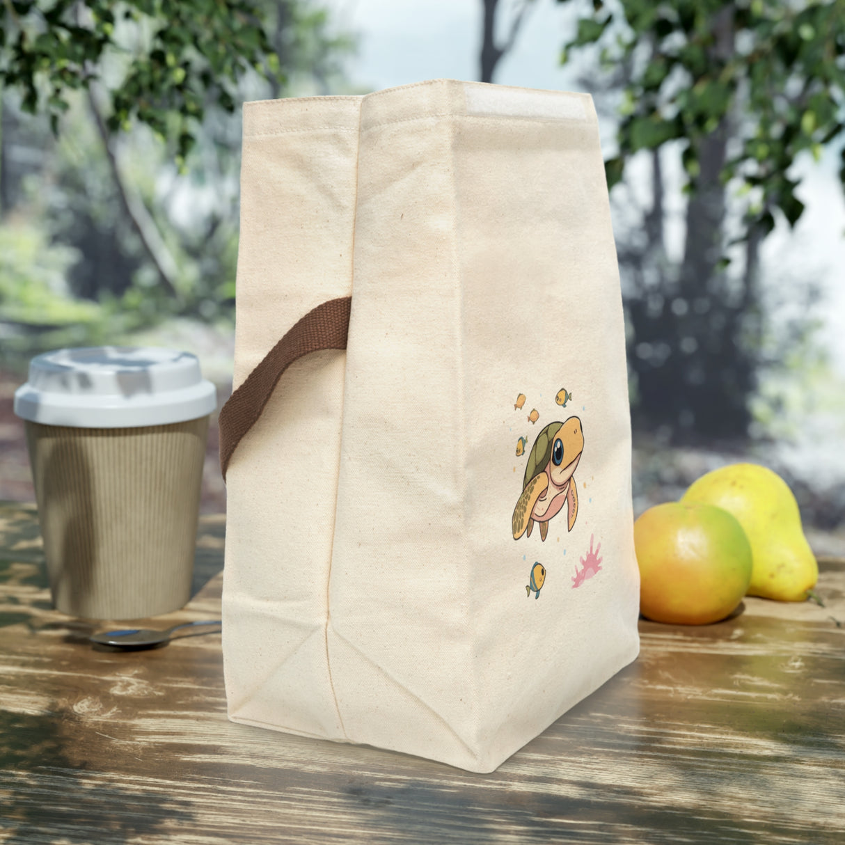 Cute Sea Turtle Lunch Bag, Eco-Friendly Tote, Kids Lunchbox, Beach Day Bag, Tote for School & Work, Reusable Canvas Lunch Bag