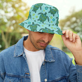 Sea Tones Island Print Sea Turtle Pattern Bucket Hats - Large Sizes Available