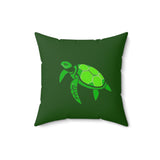 Green Mod Art Sea Turtle Faux Suede Pillow - 4 sizes