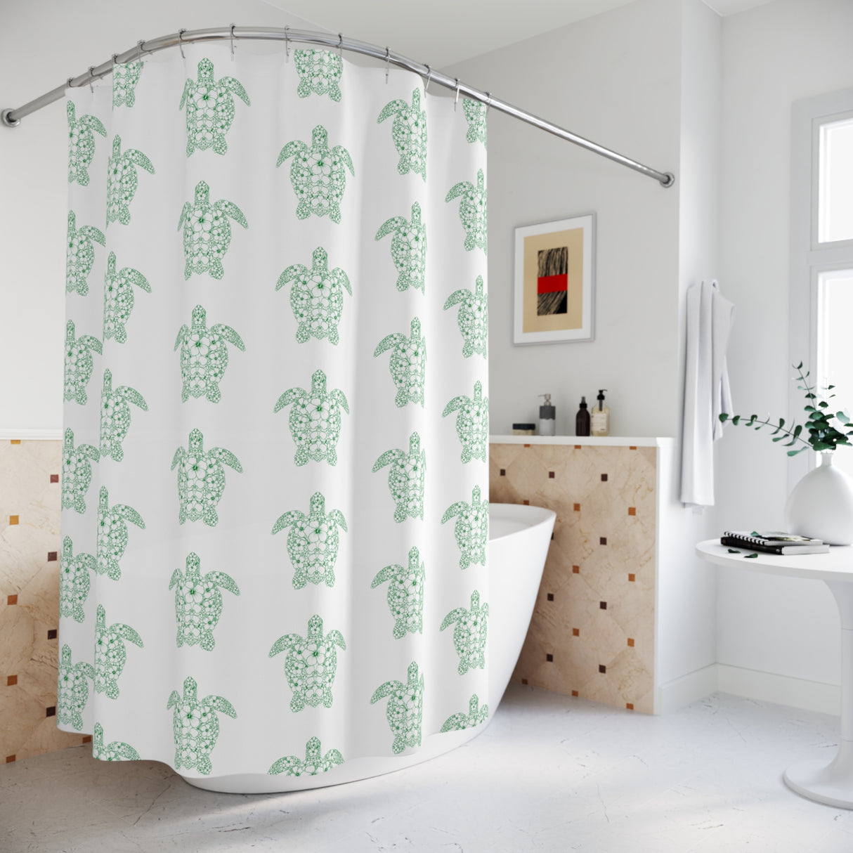 Fun Sea Turtle Shower Curtains - Coastal Bathroom Decor