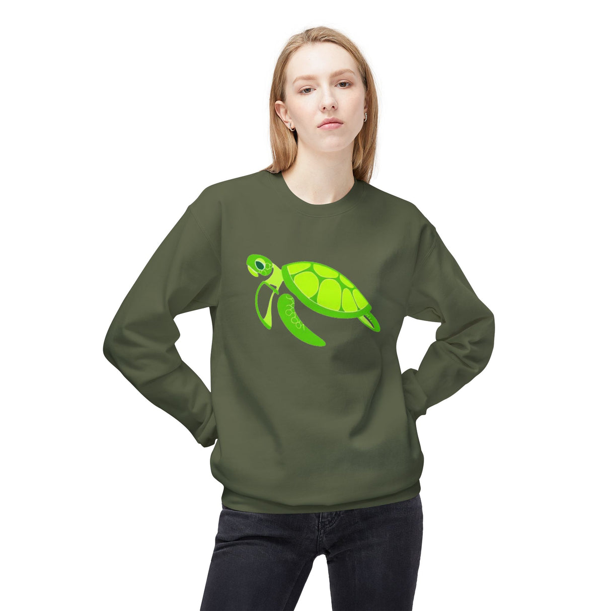 Neon Green Sea Turtle Sweatshirt