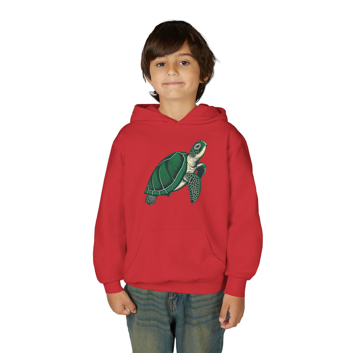 Kids Green Sea Turtle Illustration Hoodie - 5 Colors