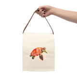 Red Watercolor Sea Turtle Lunch Bag - Reusable Canvas Lunch Bag