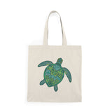 Green Tropical  Sea Turtle Eco-Friendly Cotton Tote Bag