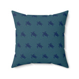 Monochrome Blue Sea Turtle Pillow, Faux Suede Pillow - 4 sizes