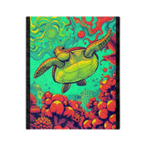 Colorful Sea Turtle Near Atlantis -Themed Velveteen Microfiber Blanket - 3 Sizes
