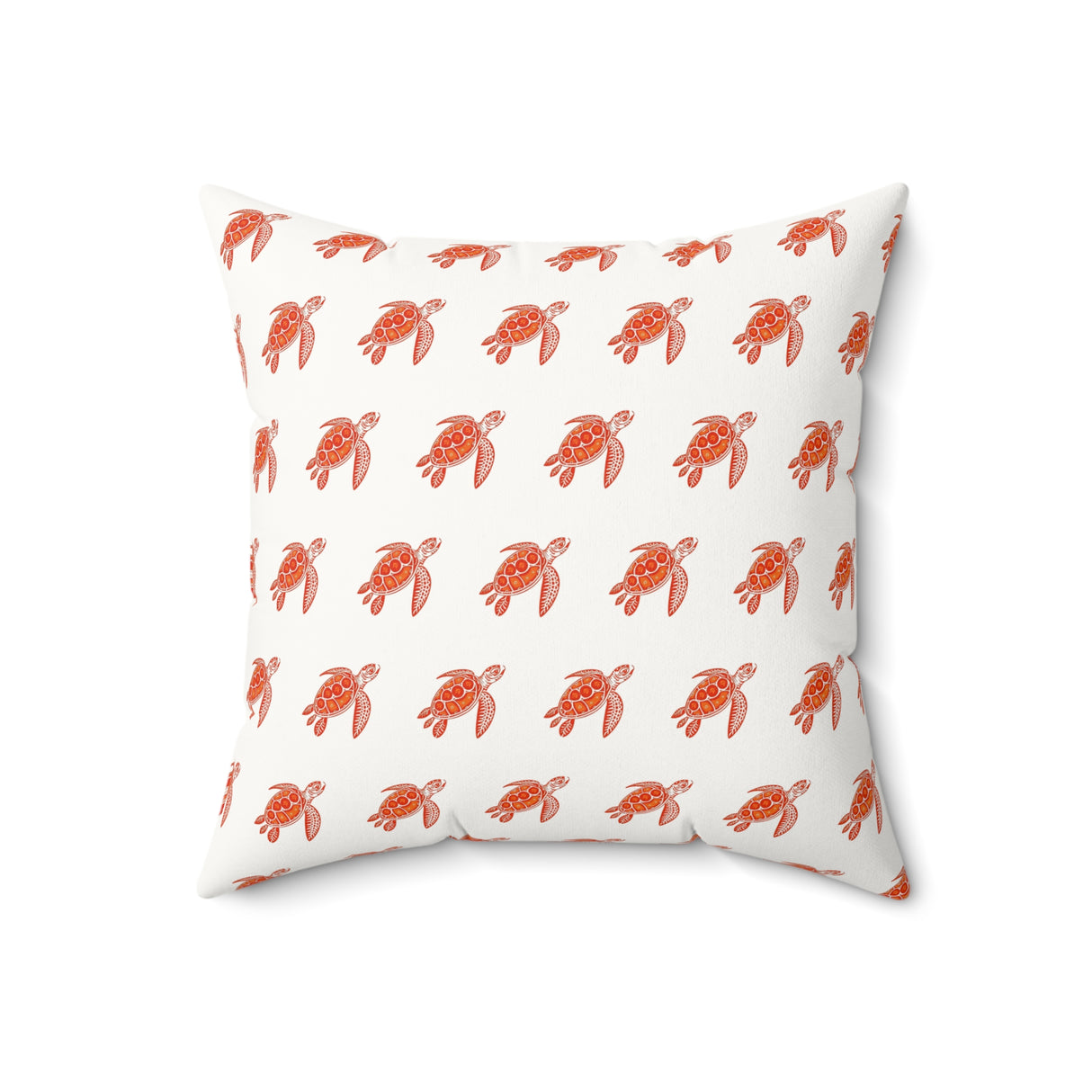 Red Turtle Pattern Faux Suede Pillow, Coastal Home Decor, Boho Accent Cushion, Beach House Accent, Sea Turtle Decor