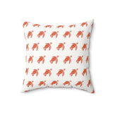 Red Turtle Pattern Faux Suede Pillow, Coastal Home Decor, Boho Accent Cushion, Beach House Accent, Sea Turtle Decor