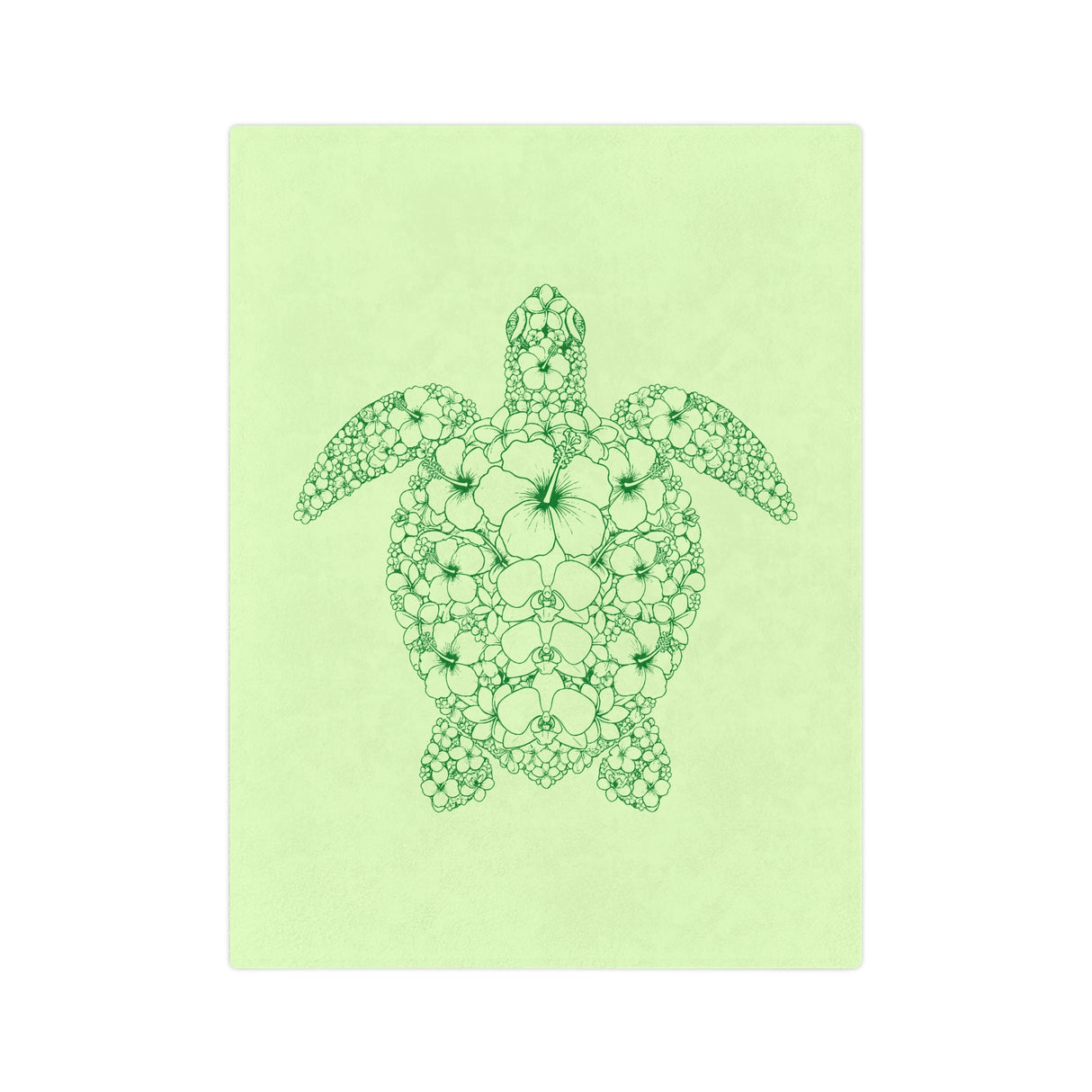 Green Turtle-Themed Velveteen Microfiber Blanket - Great for living rooms, bedroom or the beach - 3 Sizes