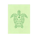 Green Turtle-Themed Velveteen Microfiber Blanket - Great for living rooms, bedroom or the beach - 3 Sizes