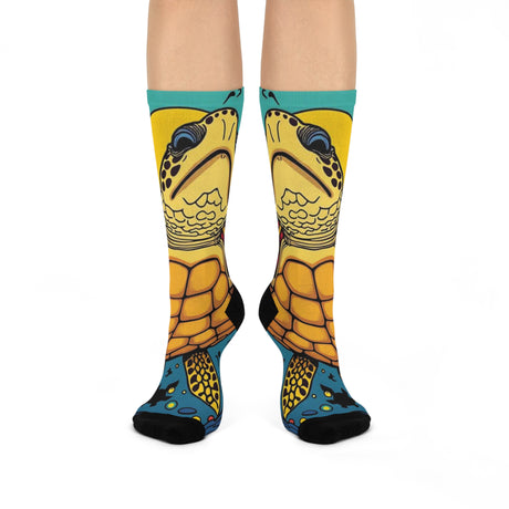 Crazy Cartoon Sea Turtle Cushioned Crew Socks