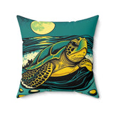 Coming Ashore Sea Turtle Pillow, Faux Suede Pillow - 4 sizes
