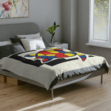 Bauhaus Inspired Red Yellow Blue Sea Turtle-Themed Velveteen Microfiber Blanket - 3 Sizes