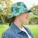 Sea Tones Island Print Sea Turtle Pattern Bucket Hats - Large Sizes Available