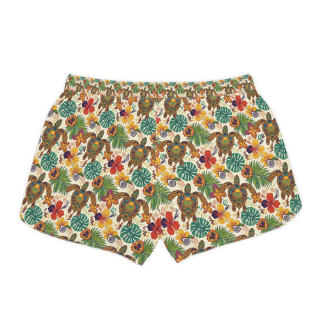 Retro Tropical Sea Turtle Print Womens Shorts