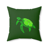 Green Mod Art Sea Turtle Faux Suede Pillow - 4 sizes