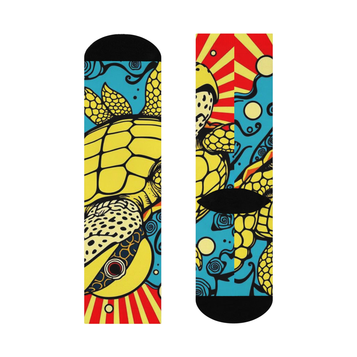 Colorful Cartoon Sea Turtle Cushioned Crew Socks