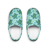 Womens Blue Tropical Sea Turtle Print Indoor Slippers