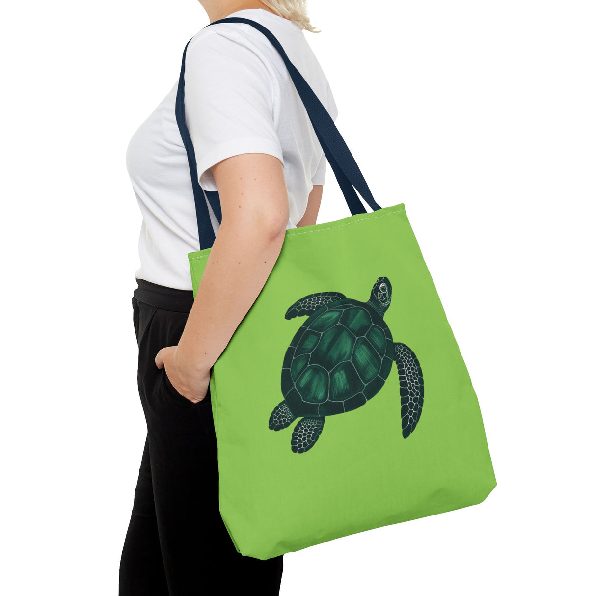 Green Oil Paint Art Sea Turtle Tote Bag - 3 sizes