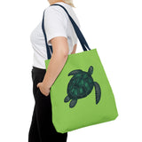 Green Oil Paint Art Sea Turtle Tote Bag - 3 sizes