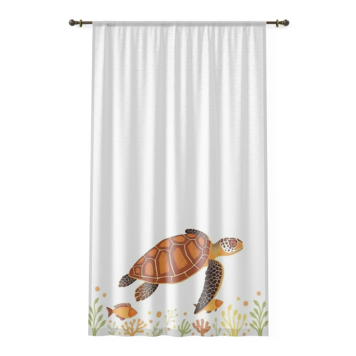 Rustic Print Brown Sea Turtle Window Curtain