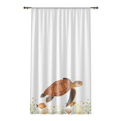 Rustic Print Brown Sea Turtle Window Curtain