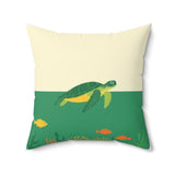 Green and Brown Sea Turtle Faux Suede Pillow - 4 sizes