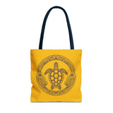 Gold and Purple Tropical Print Sea Turtle Tote Bag - 3 sizes