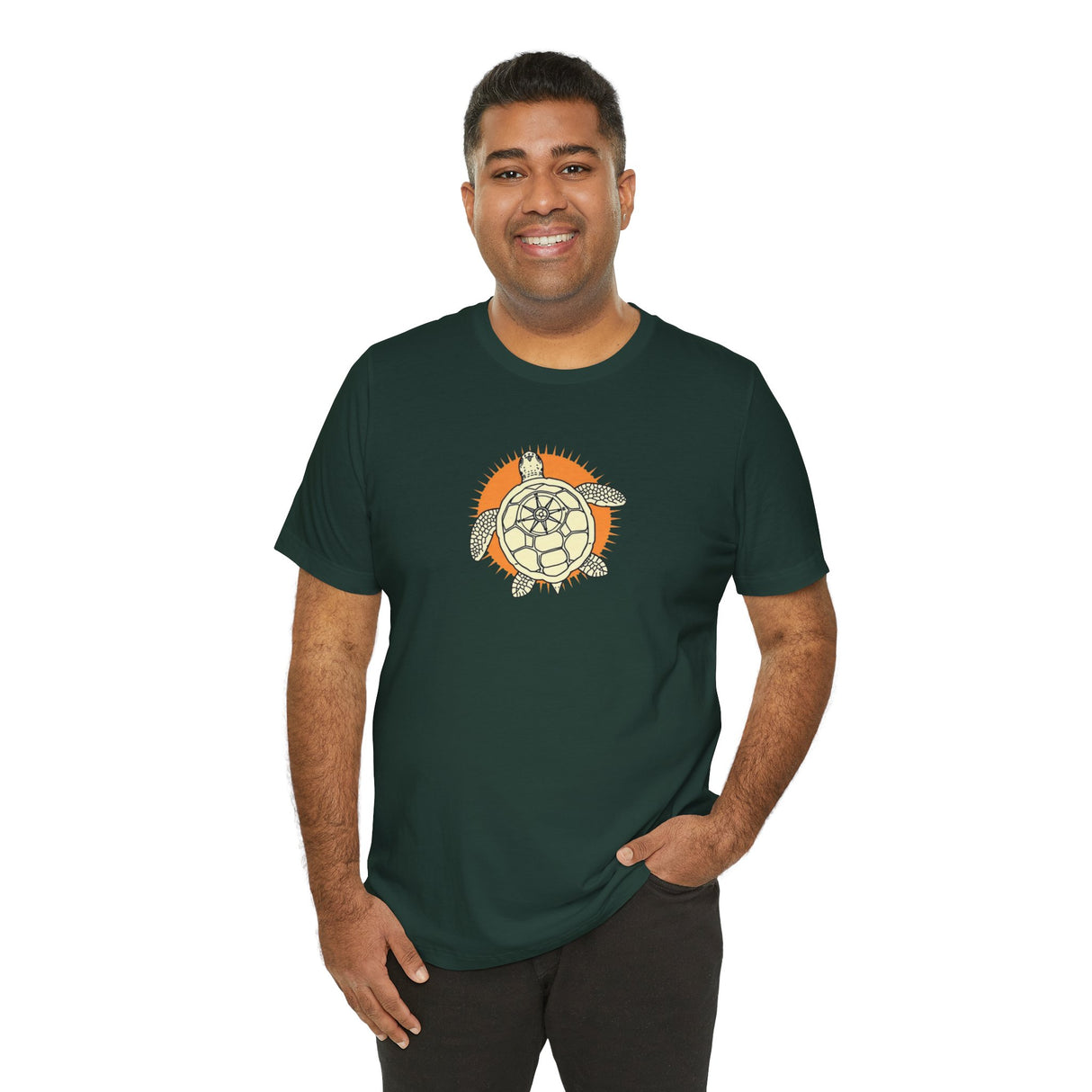 Orange and White Compass Sea Turtle Illustration Tee - 6 colors