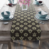 Dark Brown Sea Turtle and Floral Print Table Runner