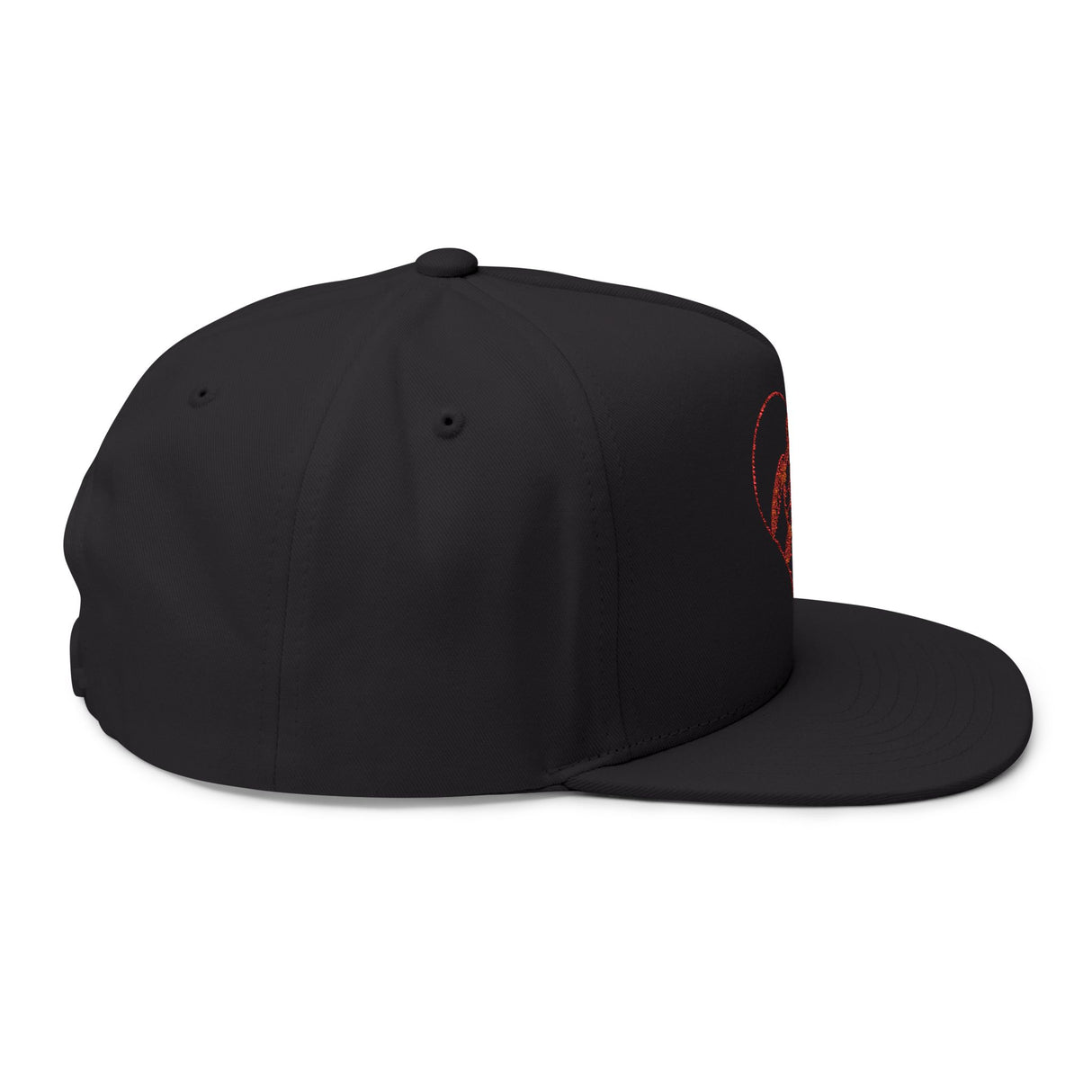 Red Sea Turtle Heart Embroidered Flat Bill Cap