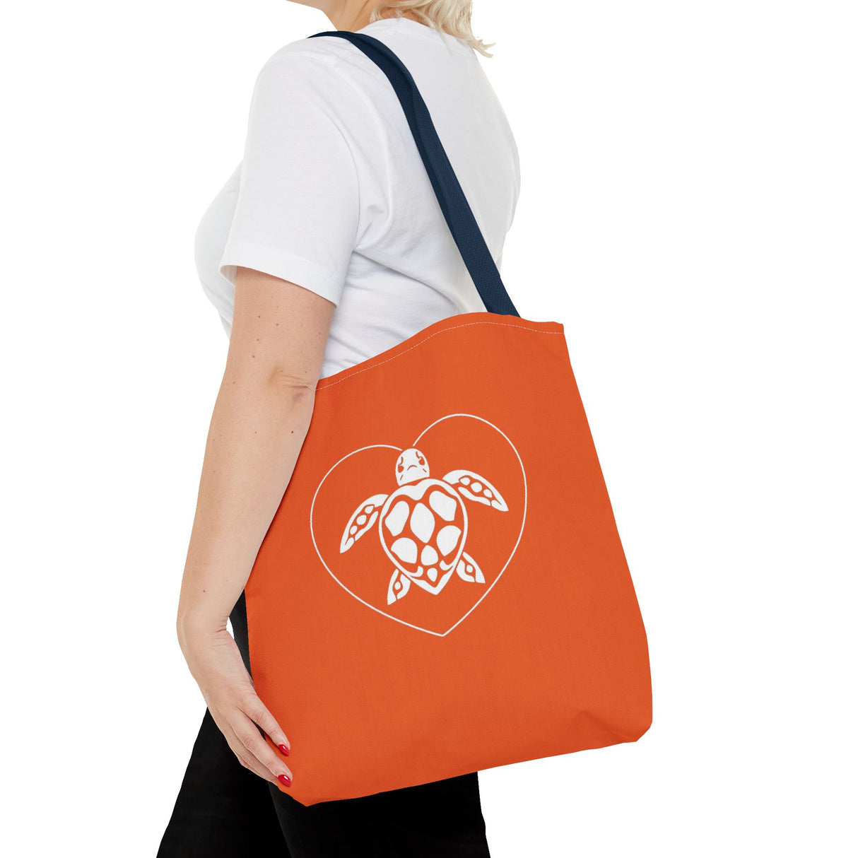 Orange Sea Turtle Heart Tote Bag - 3 sizes