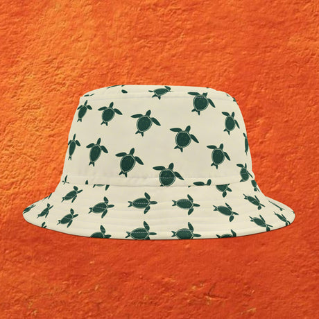 Off White Sea Turtle Pattern Bucket Hat, Summer Accessory, Beachwear, Gift for Ocean Lovers - Large Sizes Available